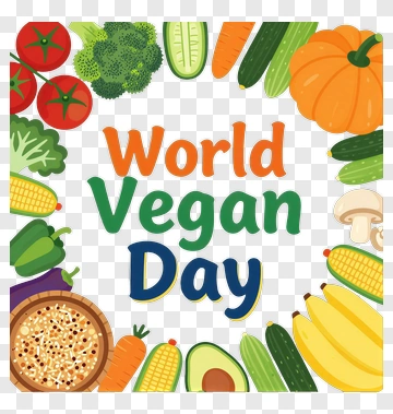 World Vegan Day Celebration With Vegetables And Fruits PNG