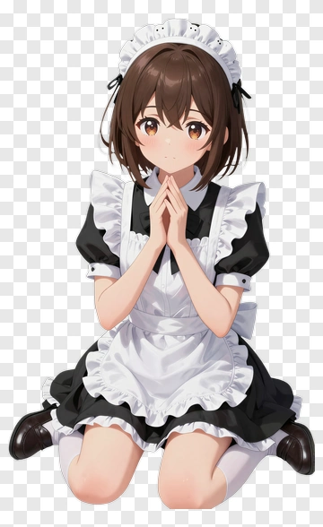 Maid Girl In Black And White Outfit PNG