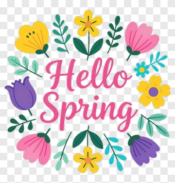 Hello Spring Floral Design PNG