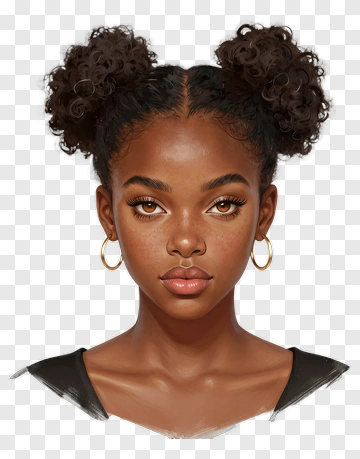 Portrait Of A Young Woman With Curly Hair PNG