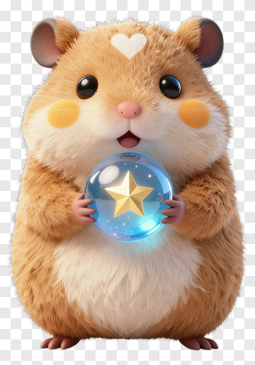 Cute Hamster Holding A Starry Crystal Ball PNG
