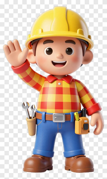 Cartoon Construction Worker Waving PNG