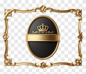Gold Frame With Crown Design PNG