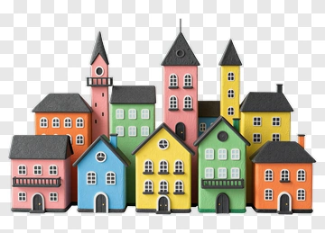 Colorful Miniature Houses PNG
