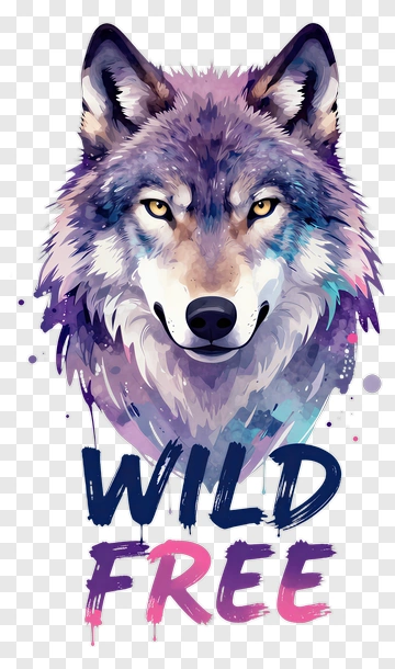Wild Wolf Portrait With Wild Free Text PNG