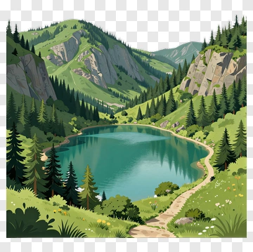 Scenic Mountain Landscape With A Tranquil Lake PNG
