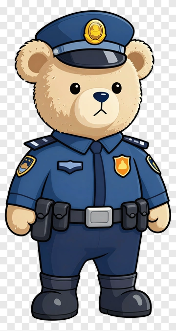 Cartoon Police Bear In Uniform PNG