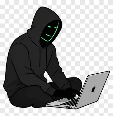 Cartoon Hacker Using A Laptop PNG