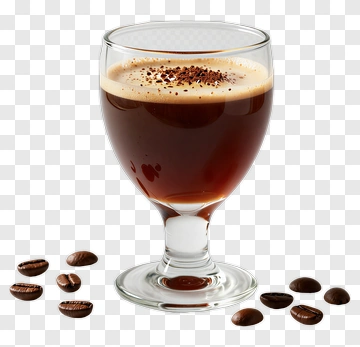 Coffee Glass With Coffee Beans PNG