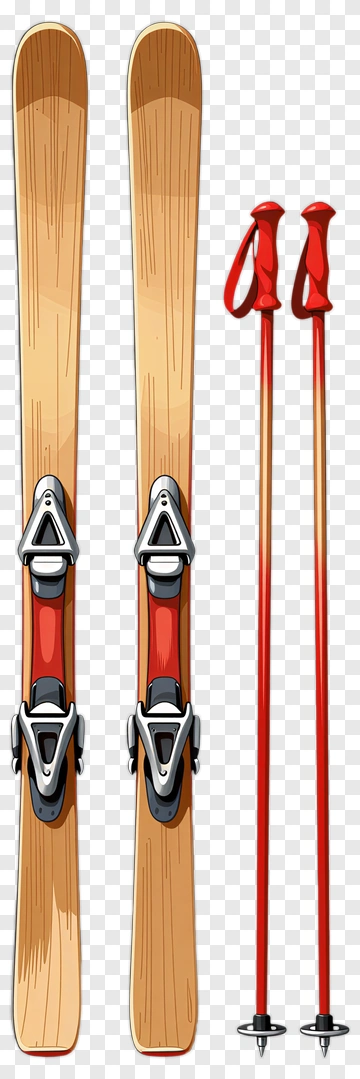 Ski Equipment With Red Poles PNG