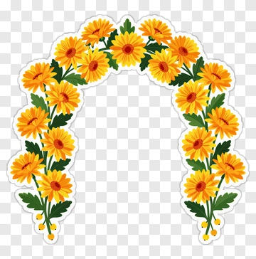 Floral Wreath With Yellow Daisies PNG