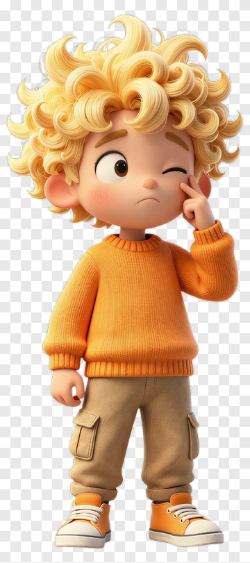 Cartoon Boy Winking In Orange Sweater PNG