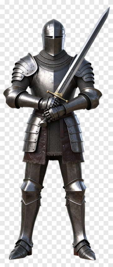 Knight In Armor Holding A Sword PNG