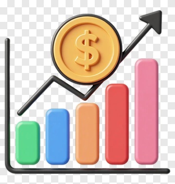Colorful Bar Chart With Dollar Sign PNG