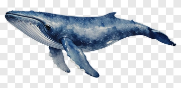 Watercolor Whale Swimming In The Ocean PNG