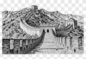 Black And White Great Wall Of China PNG