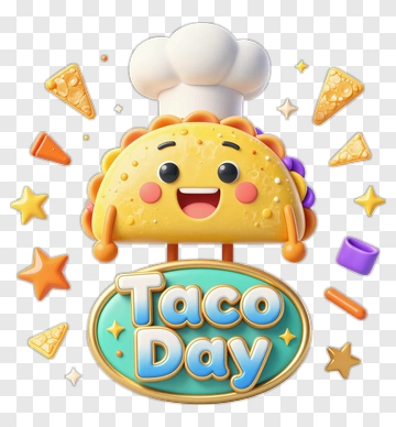 Cartoon Taco Day Character With Chef Hat PNG