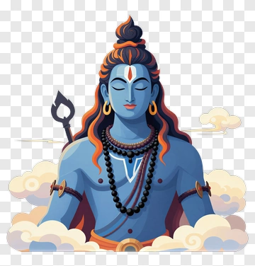 Cartoon Hindu God Shiva In Clouds PNG
