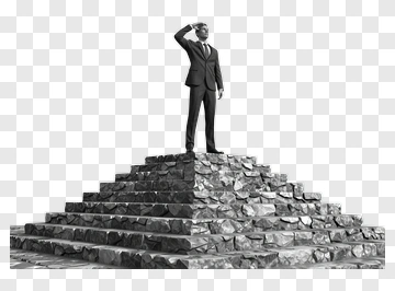 Businessman Standing On A Stone Pyramid PNG
