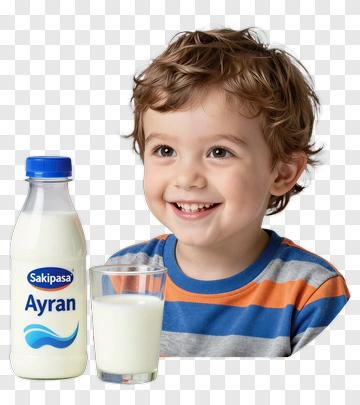 Happy Boy Holding Ayran Drink PNG