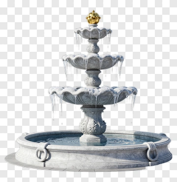 Marble Fountain With Golden Crown PNG