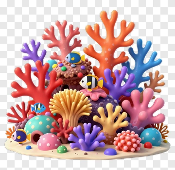 Colorful Coral Reef With Tropical Fish PNG