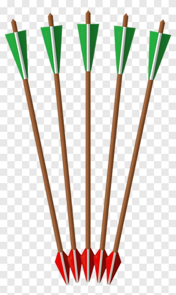 Arrows With Green Fletching And Red Tips PNG