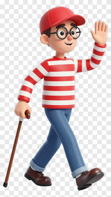Cartoon Character Waving With A Cane PNG
