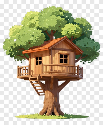 Treehouse In A Large Tree PNG