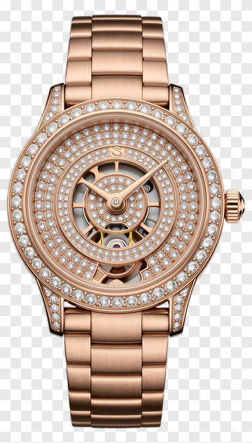 Elegant Rose Gold Watch With Diamond Accents PNG