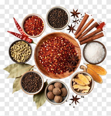 Spice Arrangement With Various Ingredients PNG