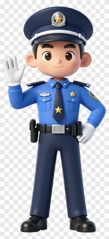 Cartoon Police Officer Waving Hello PNG