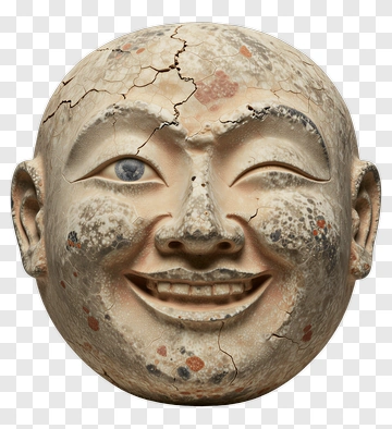 Smiling Ancient Sculpture Face PNG
