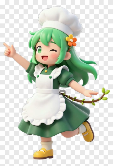 3D Chef Girl Winking And Pointing PNG