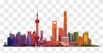 Colorful Shanghai Skyline PNG