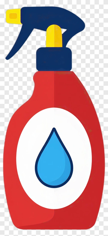Red Spray Bottle With Blue Water Drop PNG