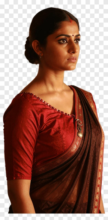 Woman Wearing A Traditional Saree PNG