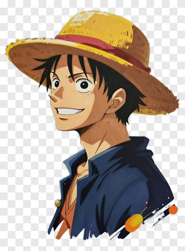 Cartoon Character With Straw Hat PNG