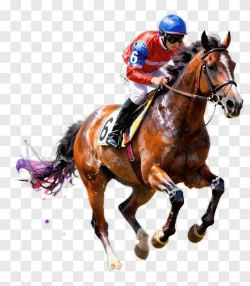 Jockey Riding A Racehorse PNG