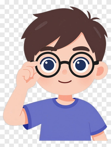 Cartoon Boy Wearing Glasses PNG