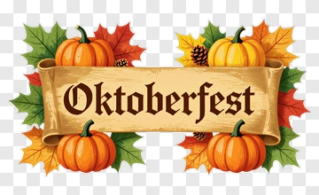 Oktoberfest Banner With Pumpkins And Autumn Leaves PNG