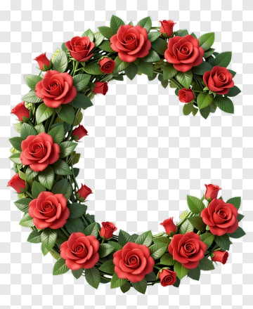 Floral Letter C Made Of Red Roses PNG