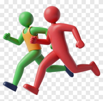 Colorful Running Figures PNG