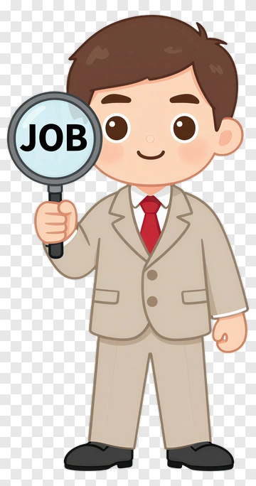 Cartoon Businessman Holding A Job Magnifying Glass PNG