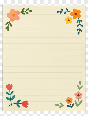 Floral Note Paper With Colorful Flowers PNG