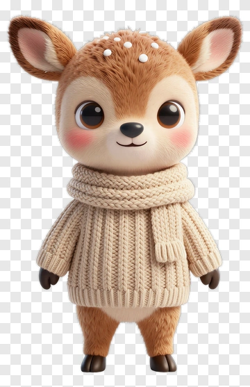 Cute Cartoon Deer Wearing A Sweater PNG
