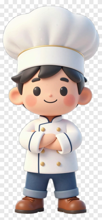 Cartoon Chef Smiling With Arms Crossed PNG