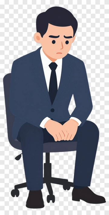 Sad Businessman Sitting On Chair PNG