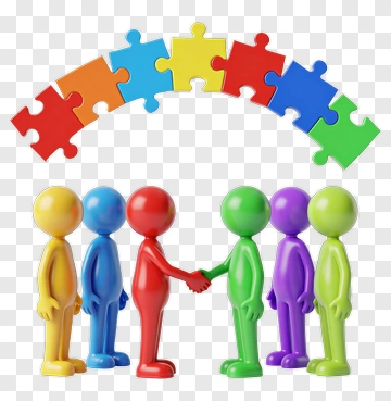 Colorful Business Team Shaking Hands Under Puzzle Pieces PNG