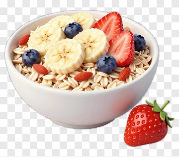 Bowl Of Oatmeal With Fresh Fruits PNG